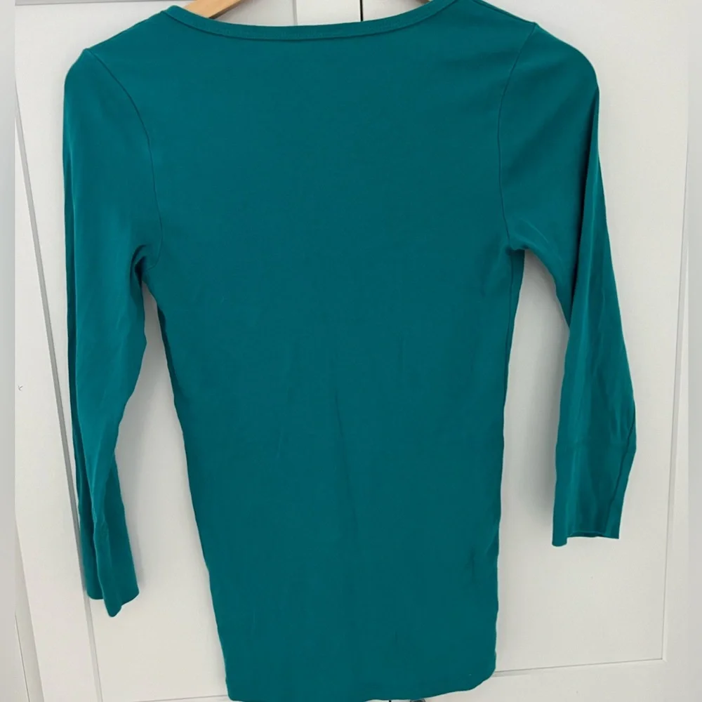 J. Crew Perfect Fit Teal Long Sleeve Henley Top size Small